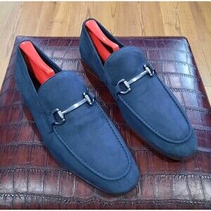 ALDO Men’s Navy Blue Suede Horsebit Slip-on Loafers Dress Shoe Size 9.5 XLNT